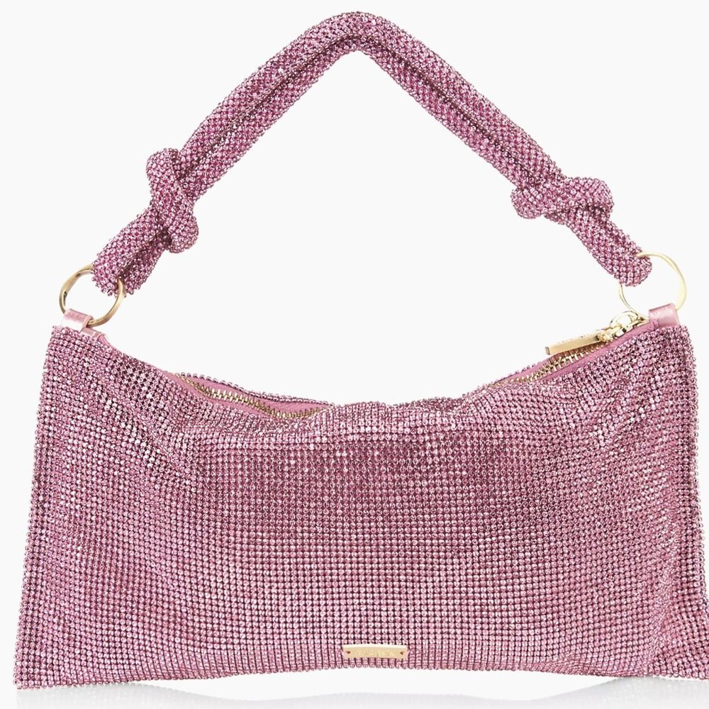 NWT Cult Gaia Hera Rhinestone Nano Shoulder Bag in Shell Pink